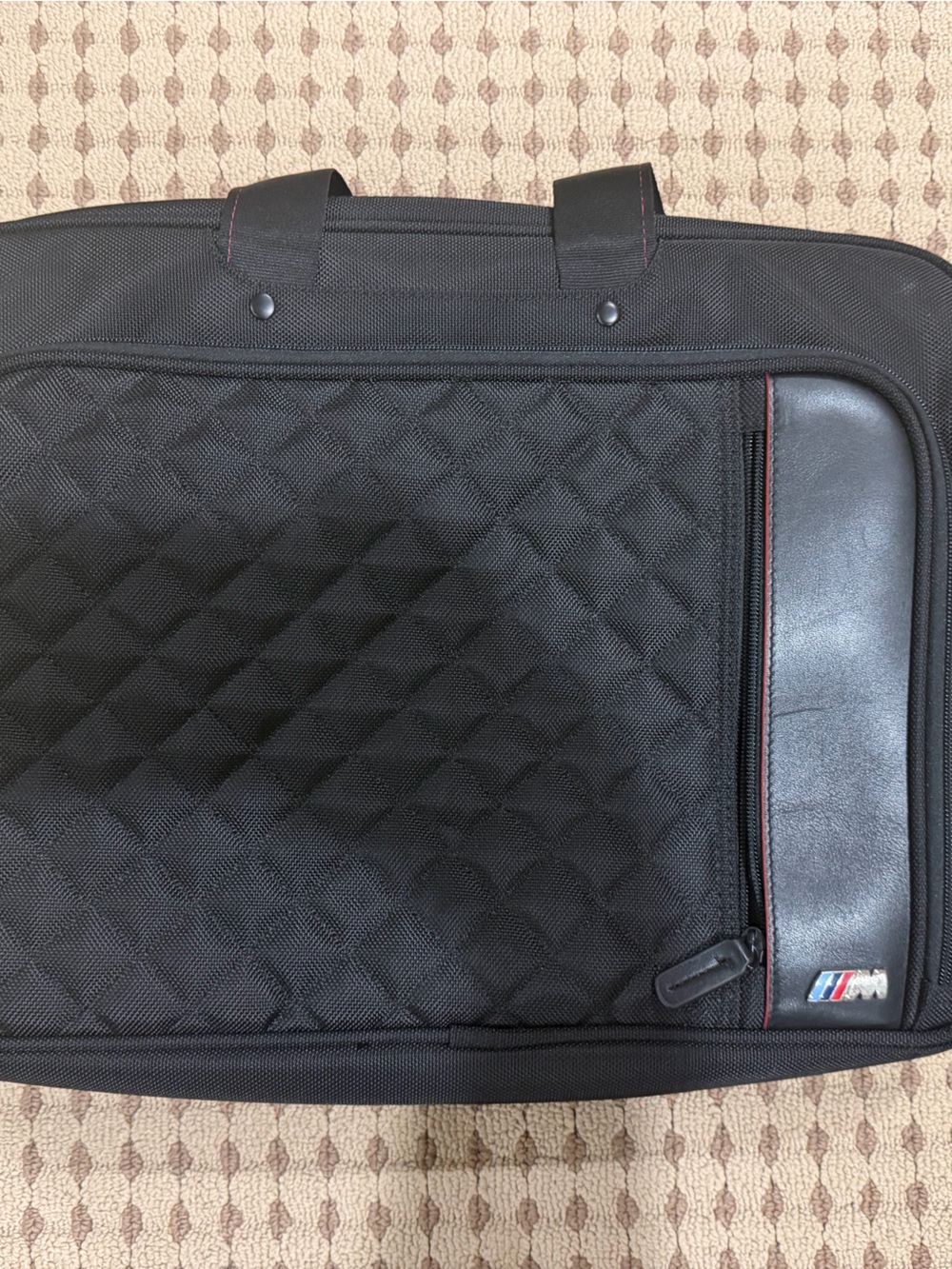 NWOT BMW Black Laptop Briefcase with Subtle Red Stitching